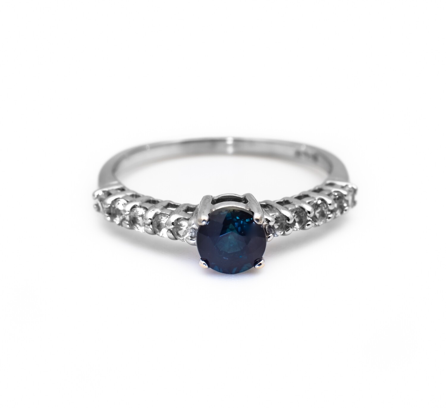 14k Gold Ring with Blue and White Gemstones. SIZE-7