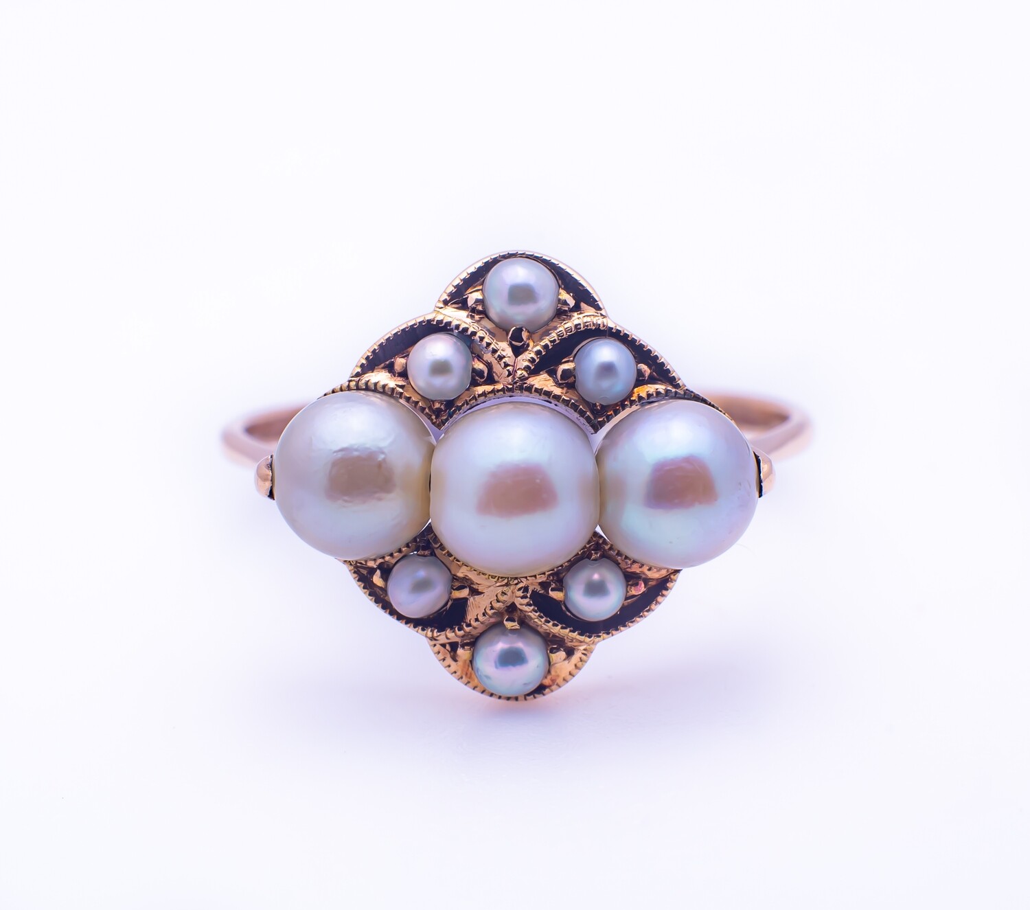 14k Gold Ring with Pearls. SIZE-8.5