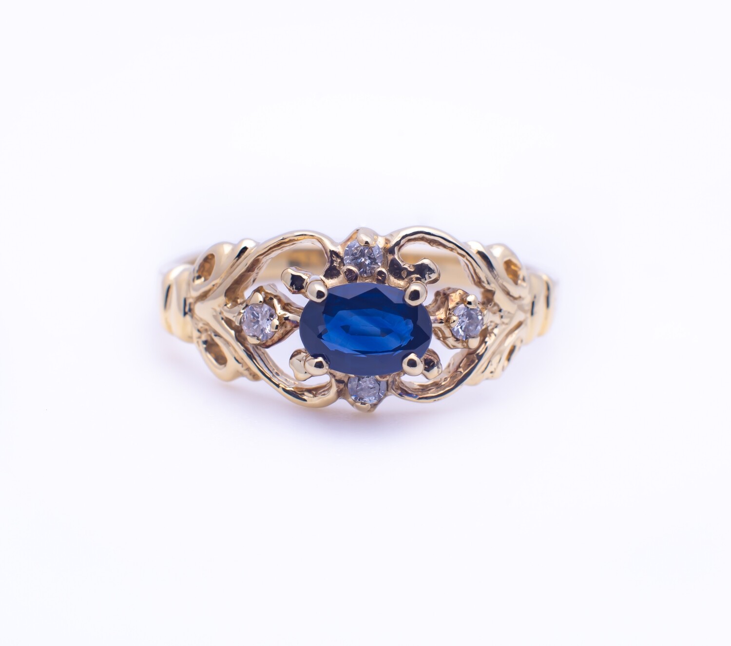 10k Gold Ring with Gemstone and Diamonds