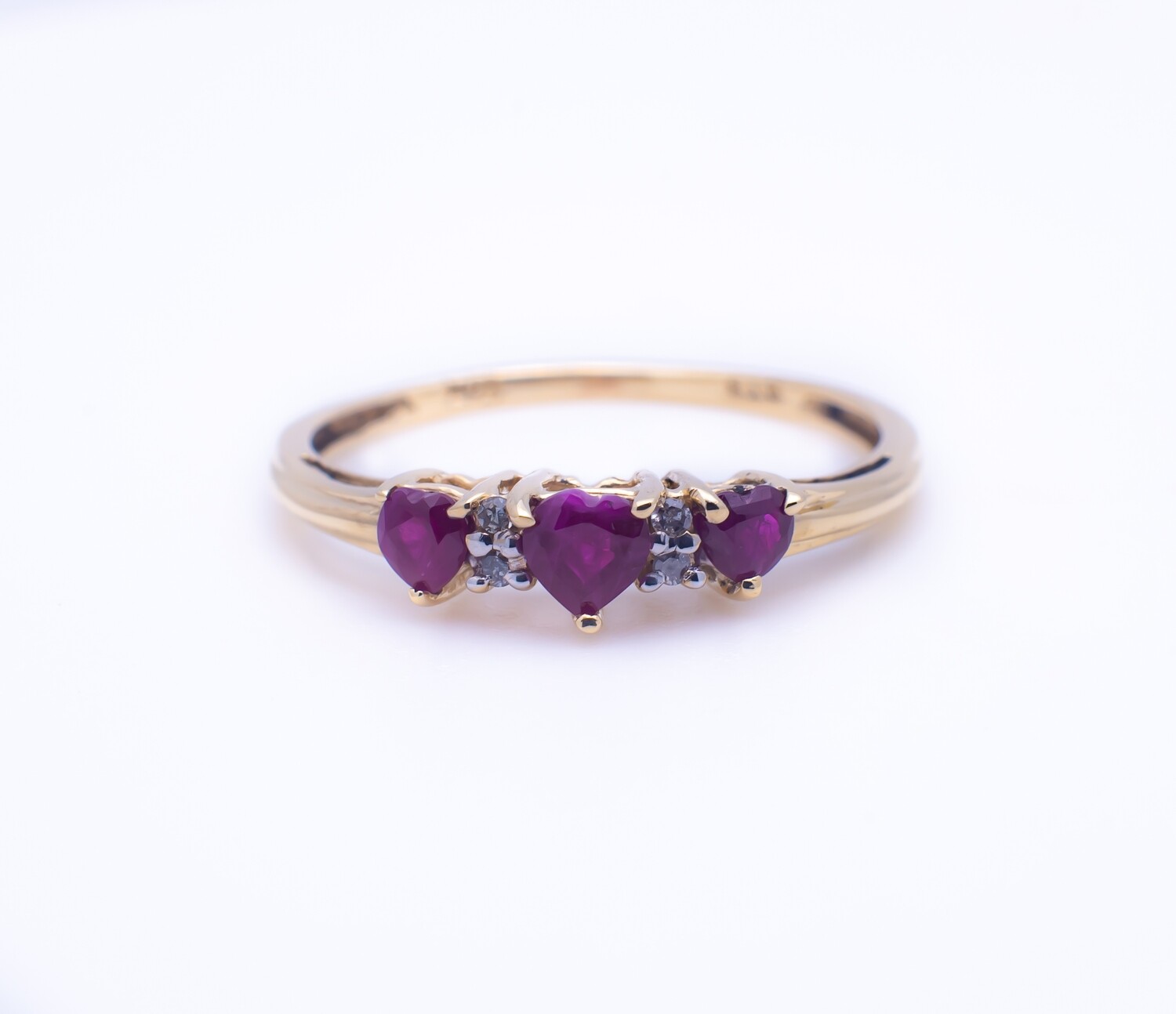 10k Gold Ring With Diamonds and Rubies. SIZE-7.0