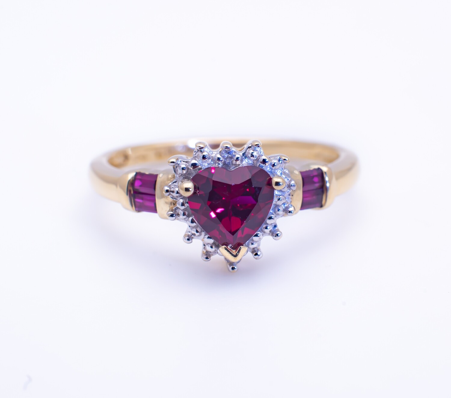 10k Gold Ring with Diamonds and Rubies