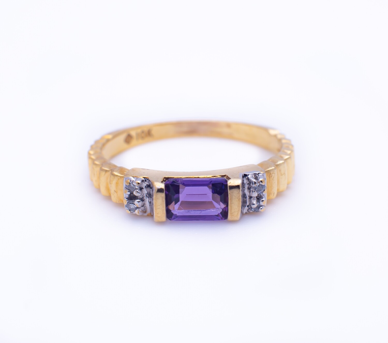 10k Gold Ring with Diamonds and Gemstone