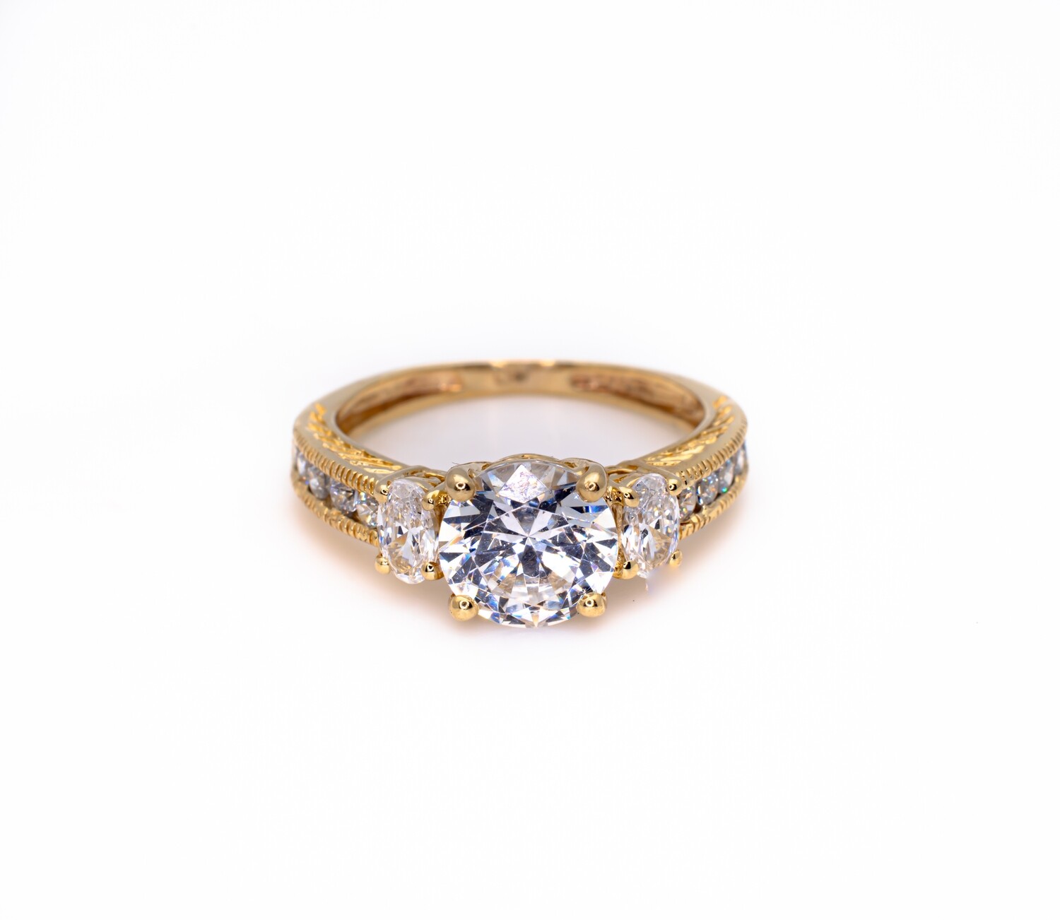 14k Gold Ring with CZ stones. SIZE-7