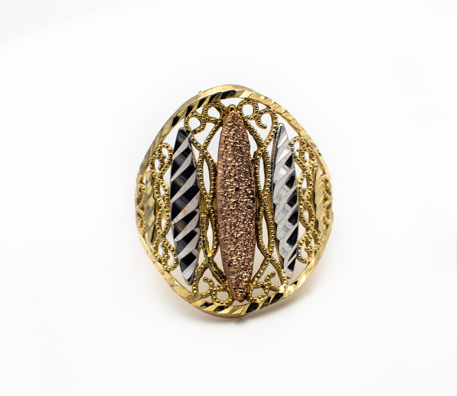 10k White, Yellow and Rose Gold Ring