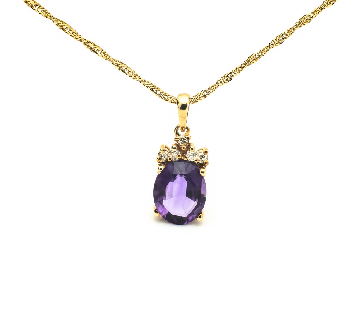 14k Gold Pendant with Gemstone and Diamonds