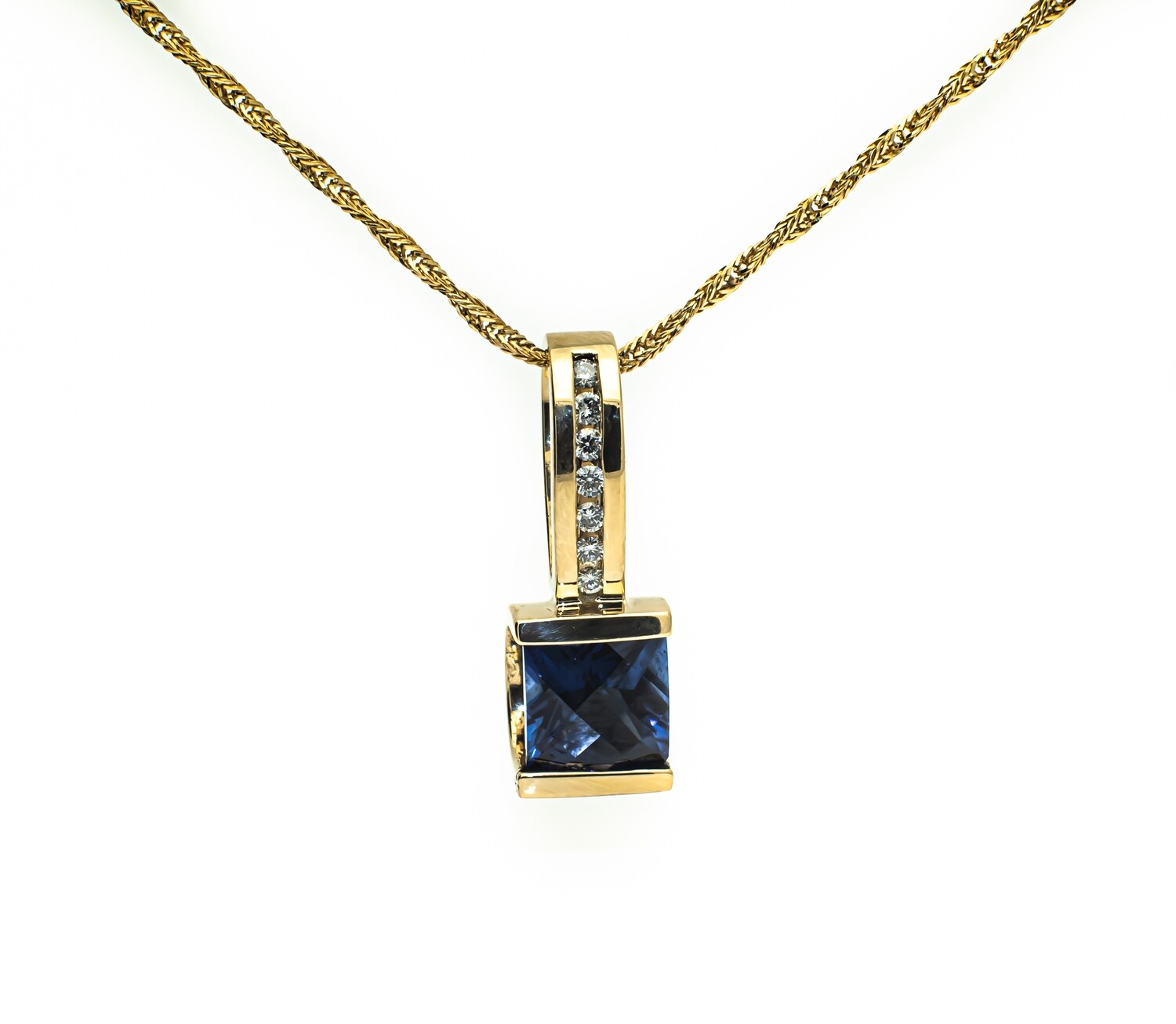 14K Gold Diamond and Gemstone Pendant