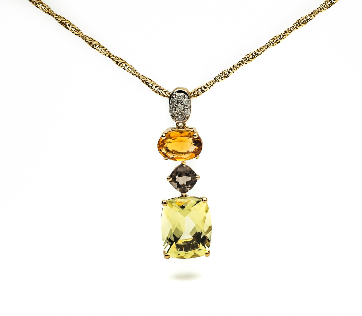 10k Gold Pendant with Gemstones and Diamonds