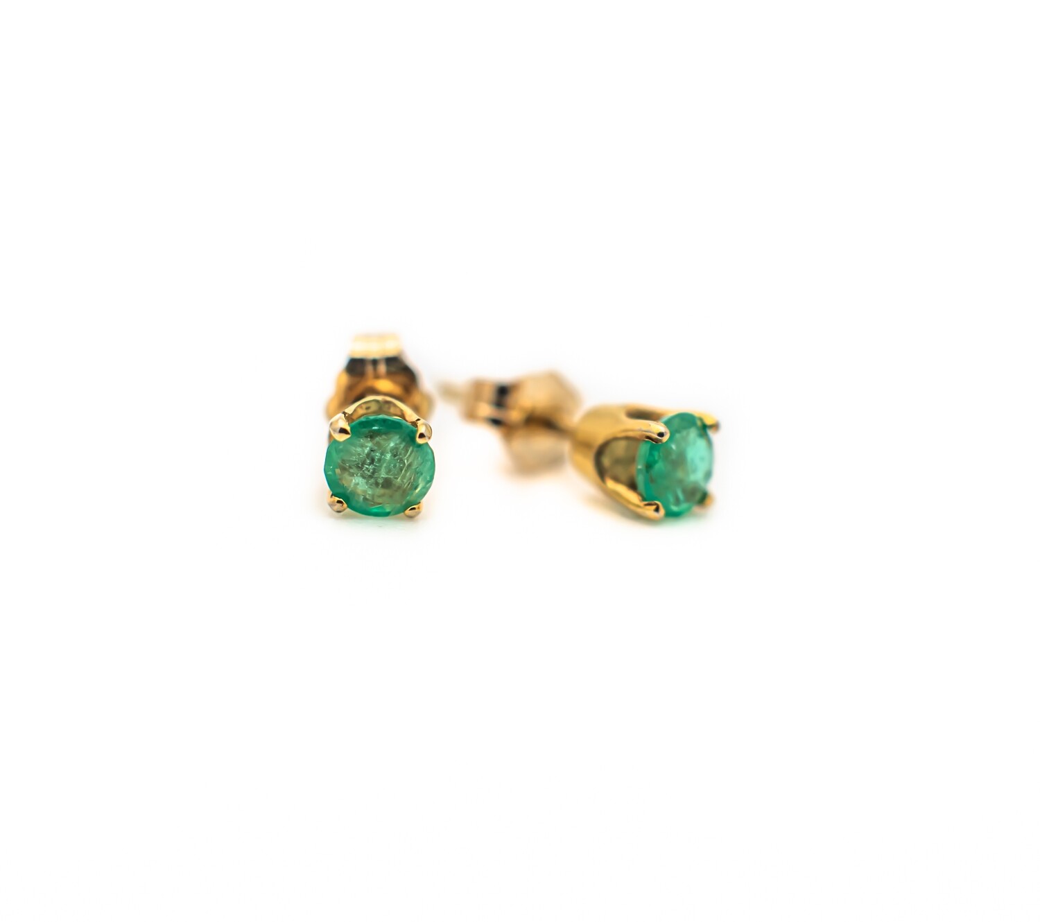 14k Gold Earrings with Emerald Stones