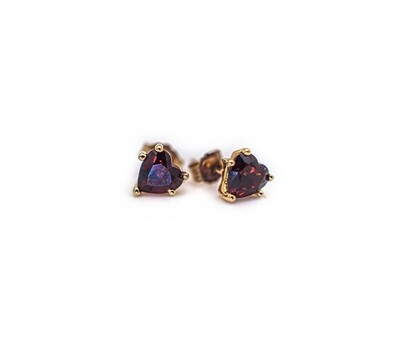 14k Gold Earrings with Red Gemstones