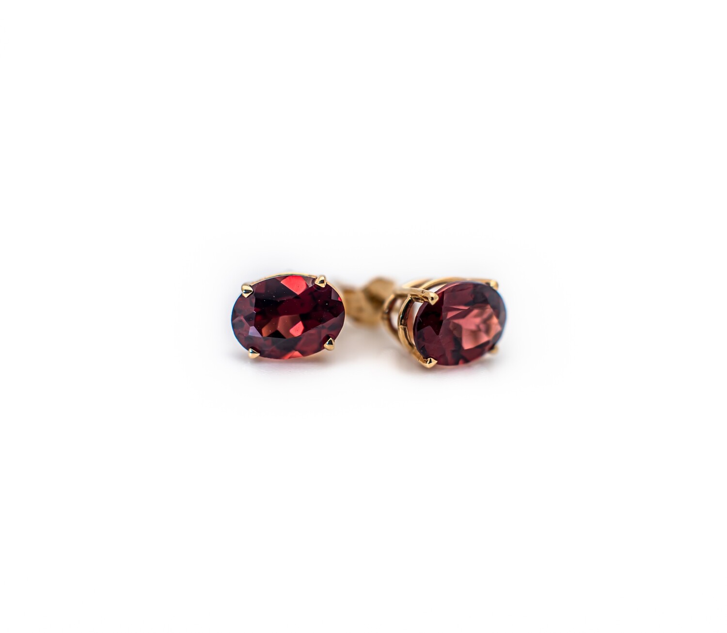14k Gold Earrings with Red Gemstones
