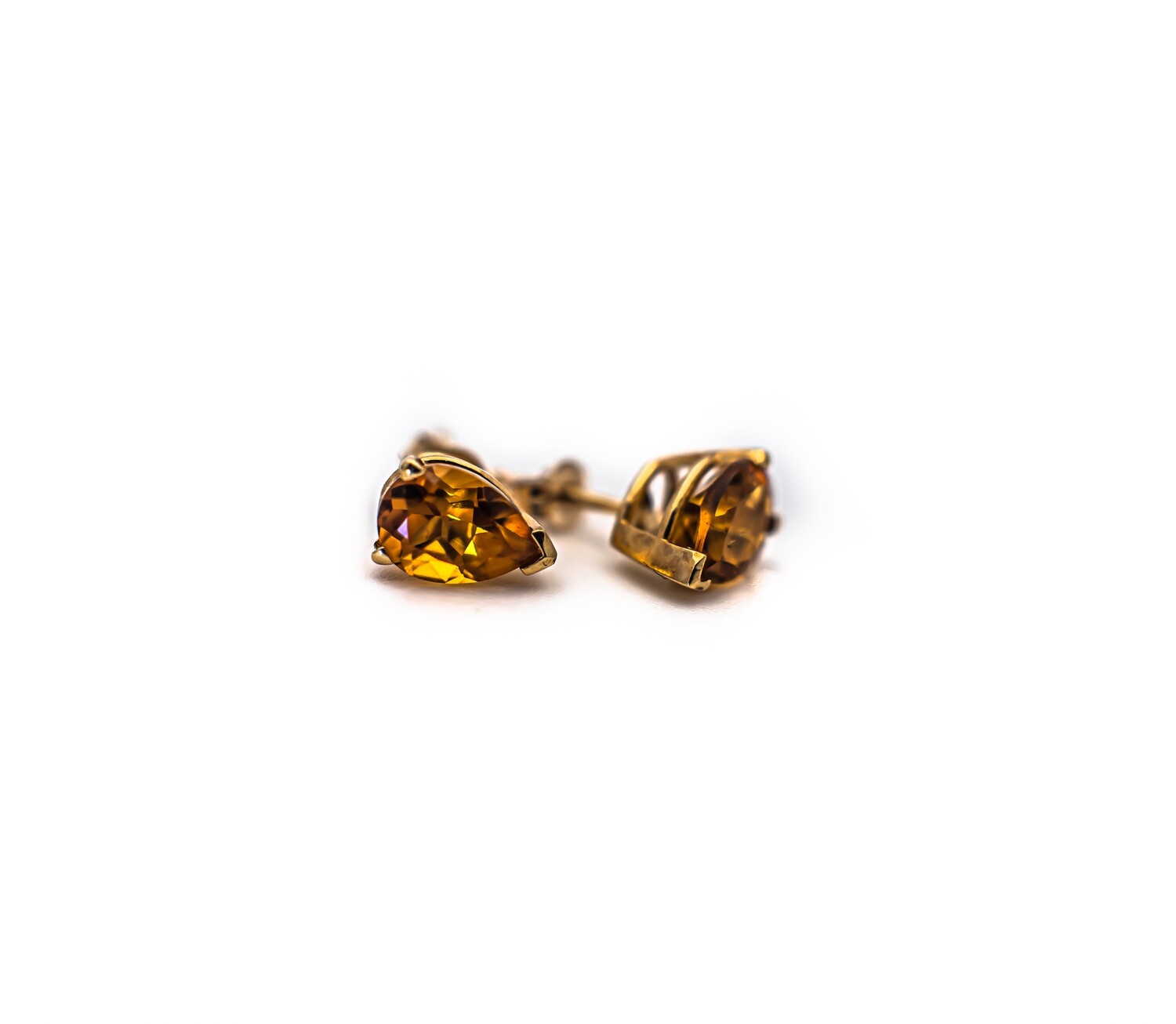 14k Gold Earrings with Yellow Gemstones
