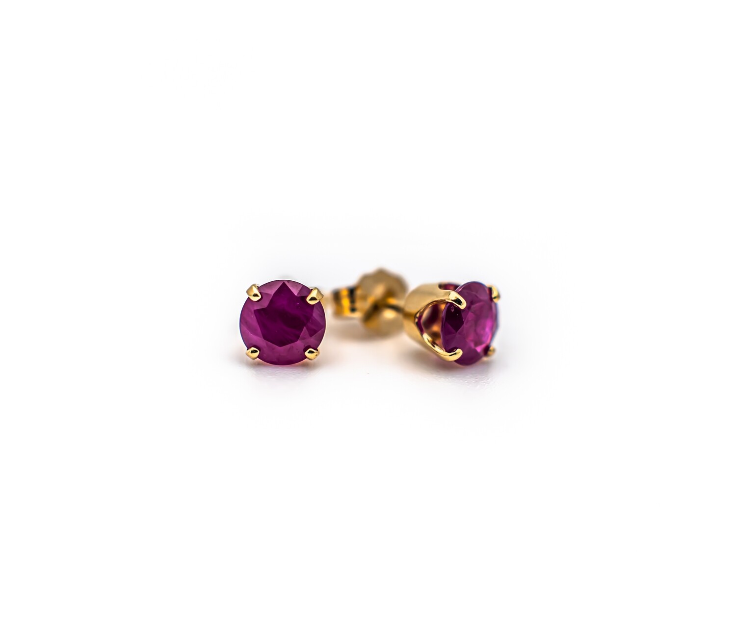 14k Gold Earrings with Red Gemstones