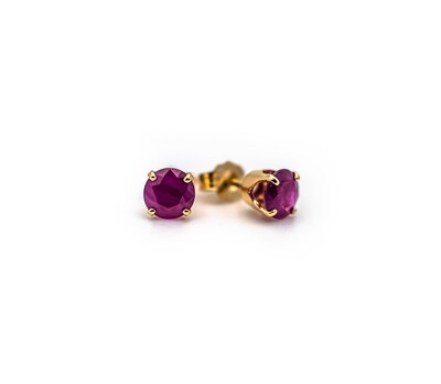 14k Gold Earrings with Red Gemstones
