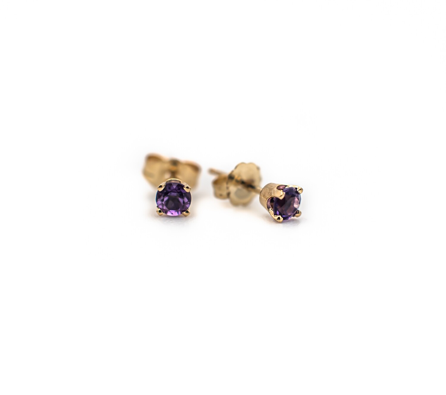 14k Gold Earrings with Purple Gemstones