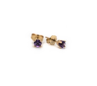 14k Gold Earrings with Purple Gemstones