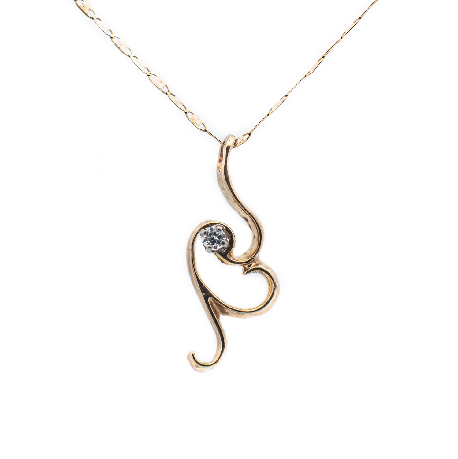 14k Gold Chain +14k Gold Pendant with Diamond