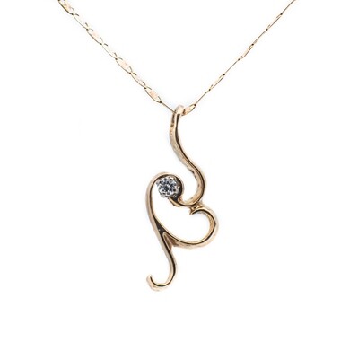 14k Gold Chain +14k Gold Pendant with Diamond