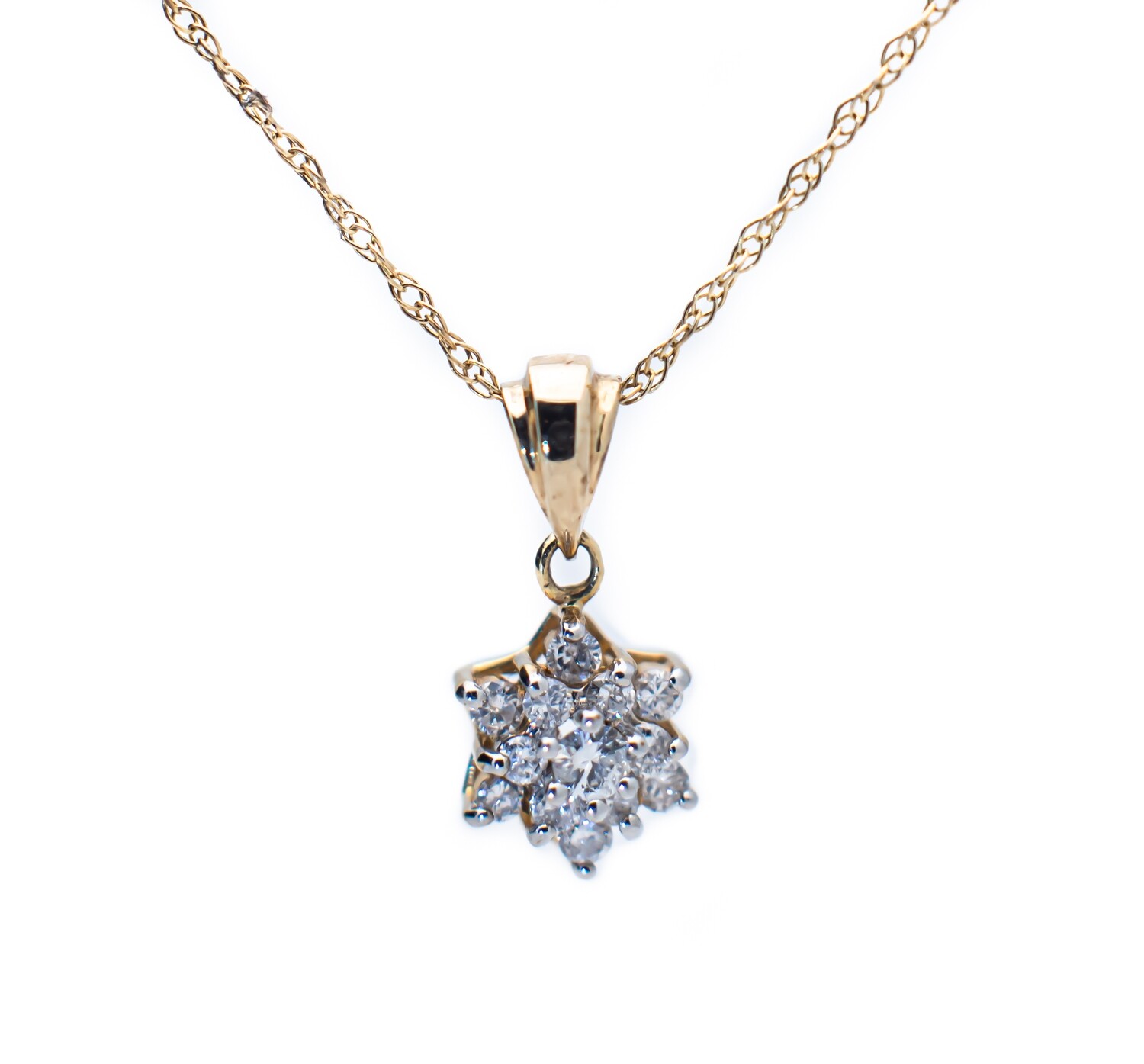 14k Gold Chain +14k Gold Pendant with Diamonds
