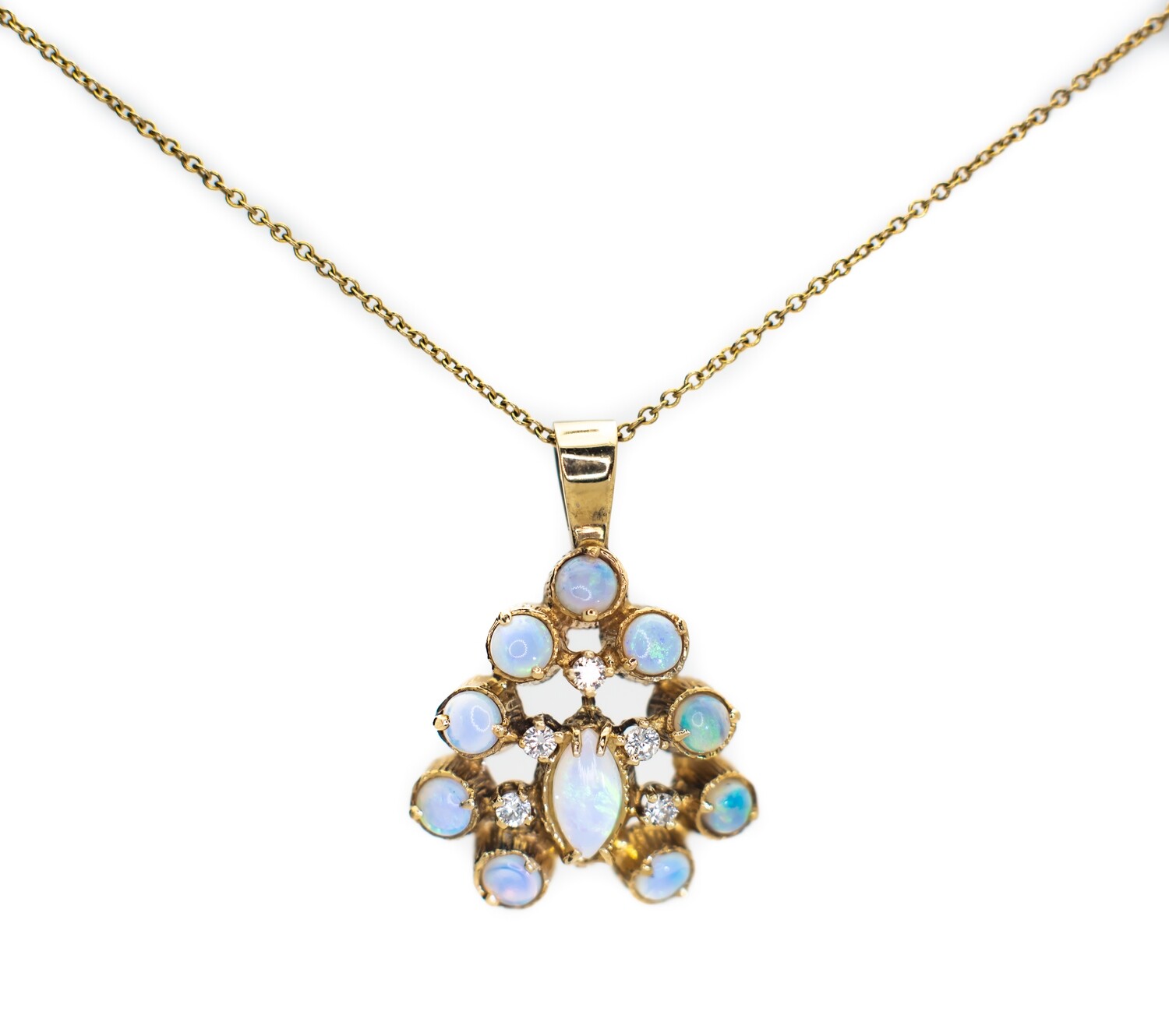 14k Gold Chain and Opal Pendant