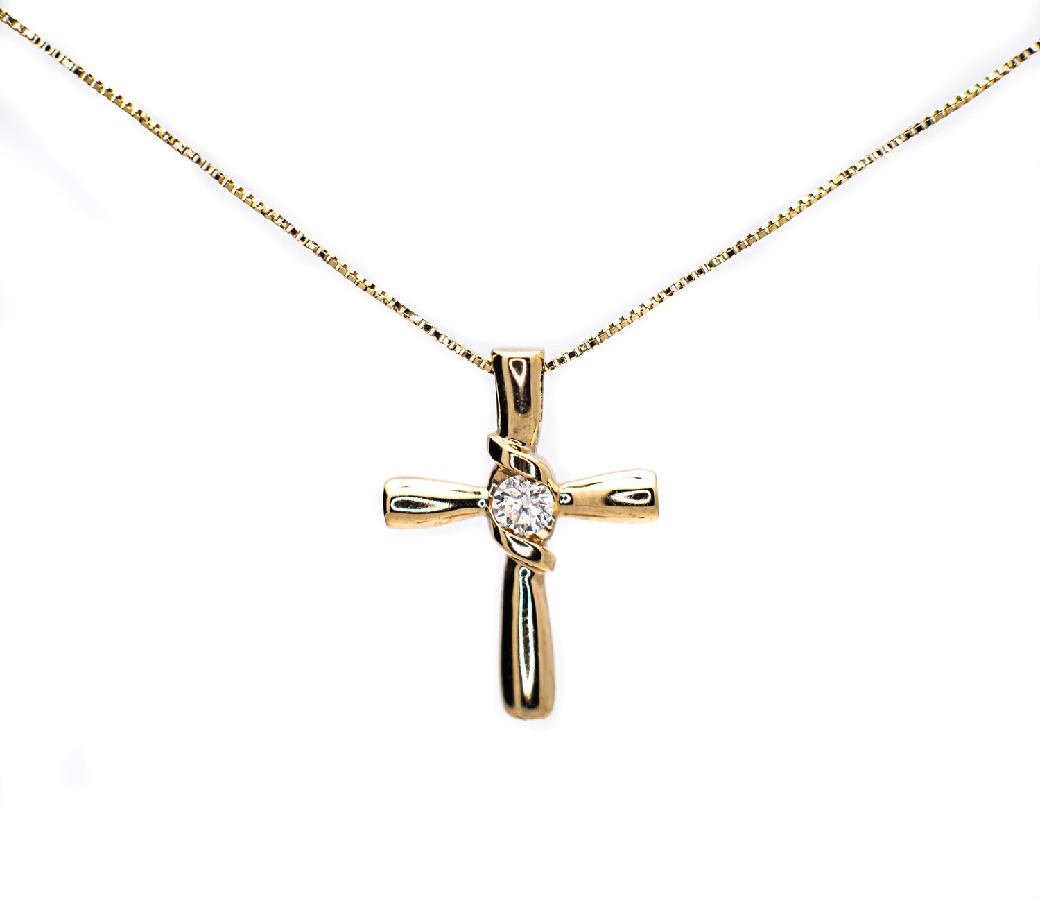 14k Gold Chain +14k Gold Cross with Diamond