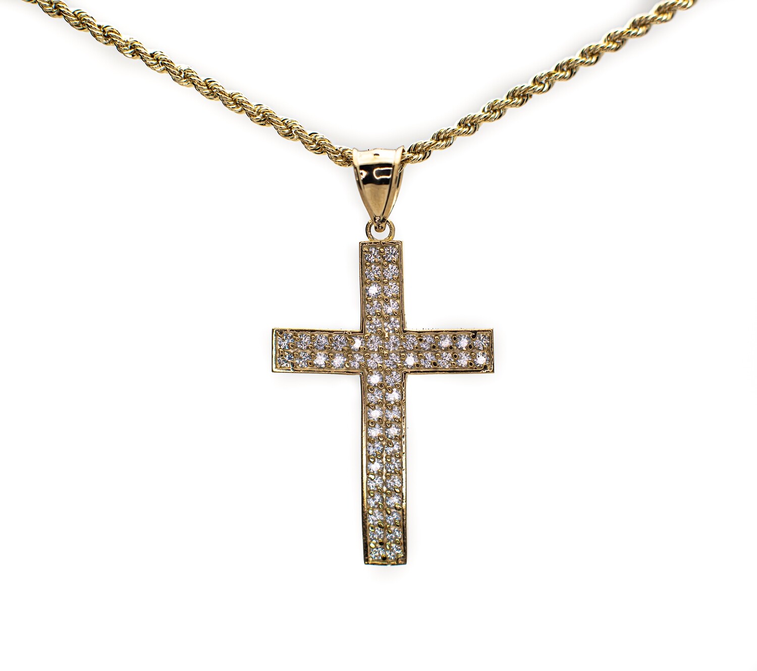 10k Gold Chain +10k Gold Cross with CZ stones
