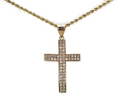 10k Gold Chain +10k Gold Cross with CZ stones