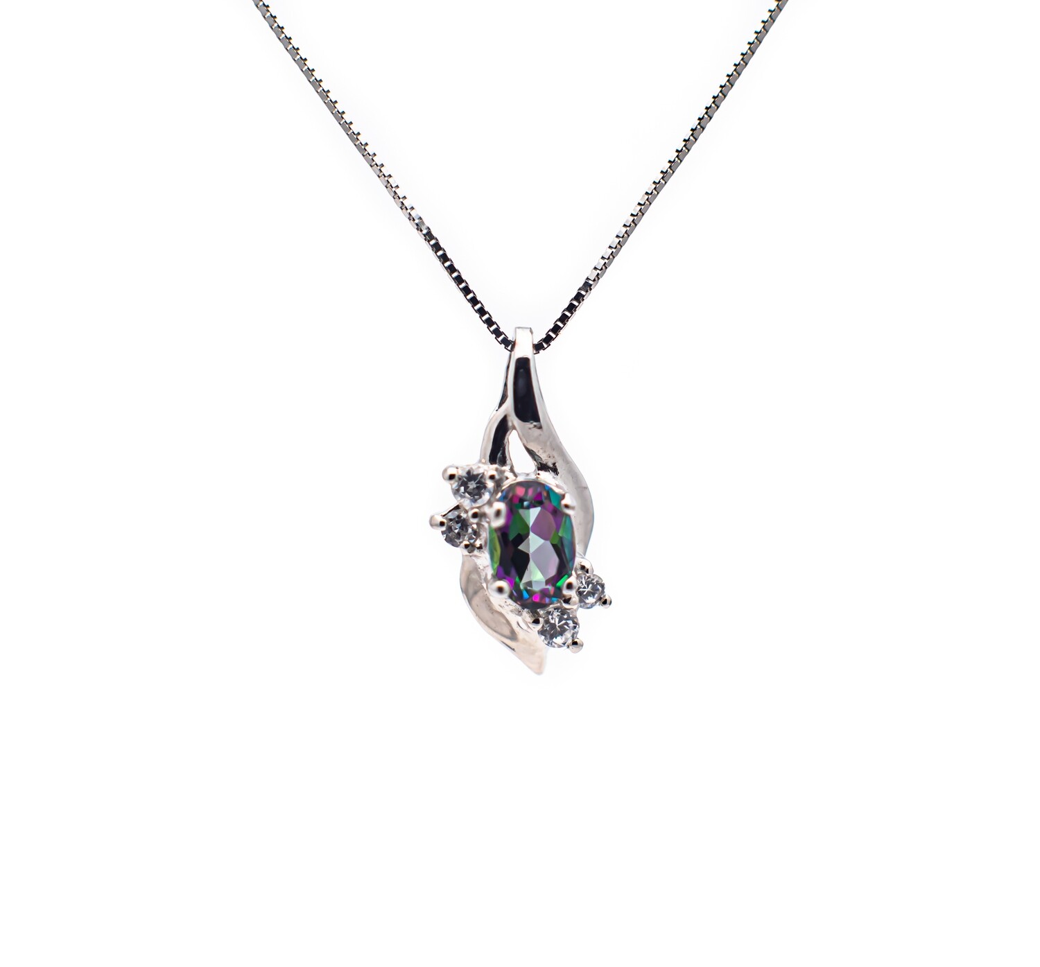 10k Pendant with Mystic topaz and Cubic zirconia stones