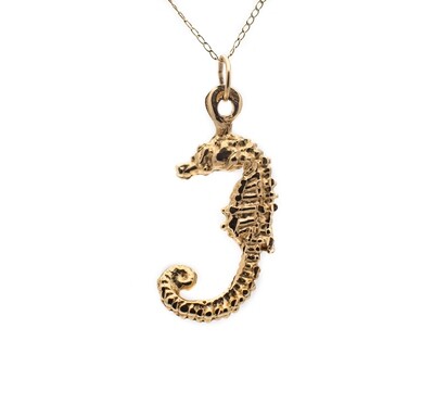 14k Gold Pendant with Seahorse