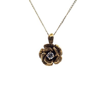 14k Gold Pendant with Diamond. Rose