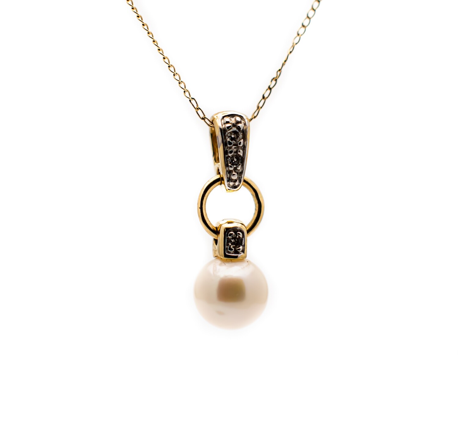 14k Gold Pendant with Pearls and Diamonds