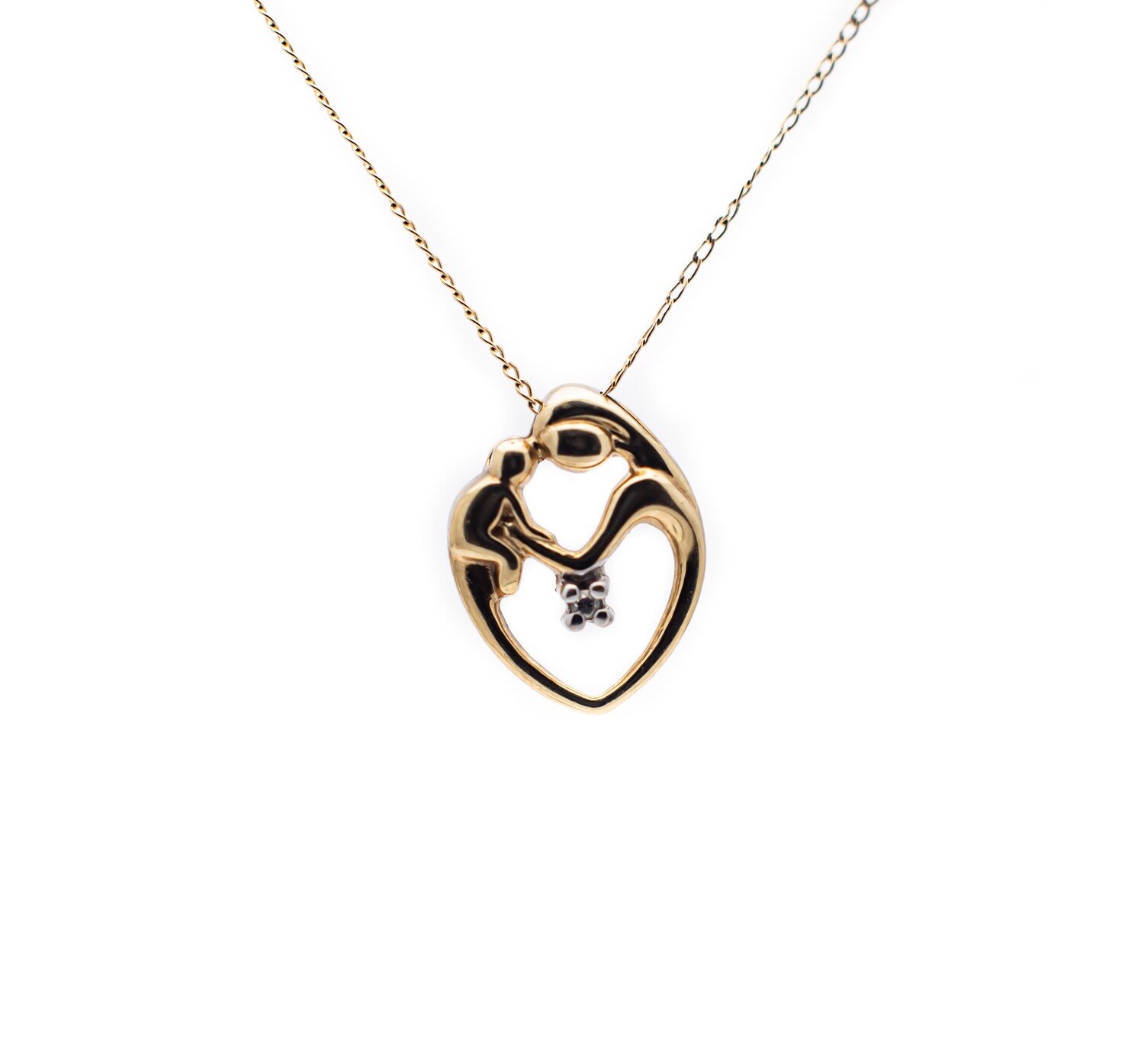 10k Gold Pendant with diamond. Mother and child