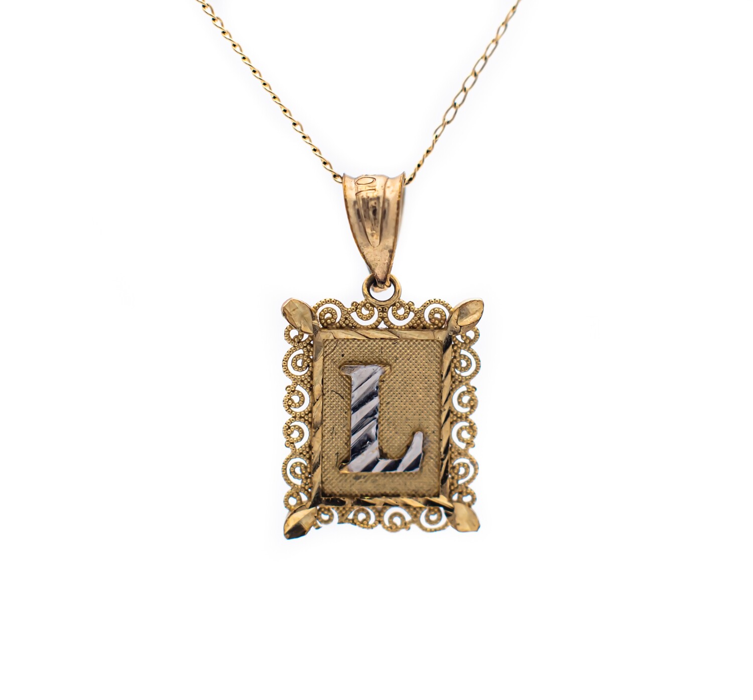 10k Gold Pendant. Letter L