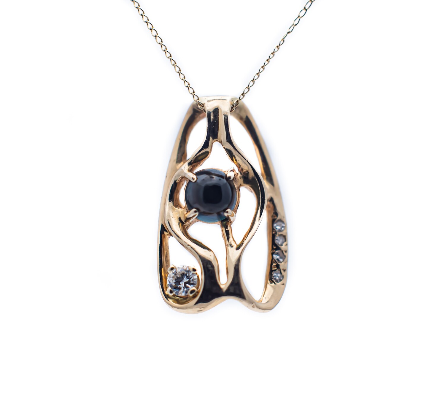 14k Gold Pendant with Blue Agate