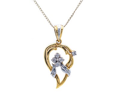 18k Gold Heart Pendant with Diamonds