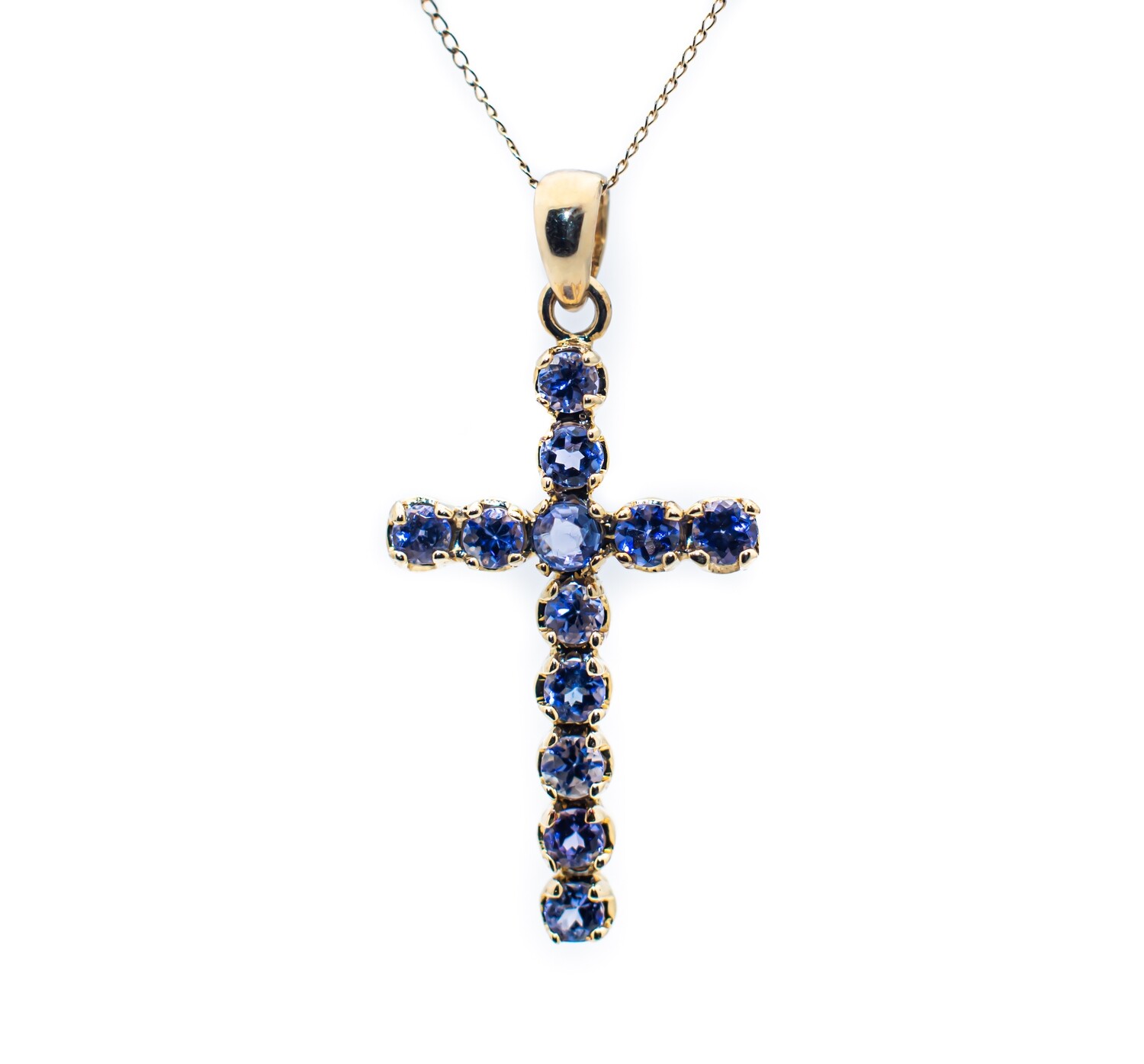 14k Gold Cross with Gemstones