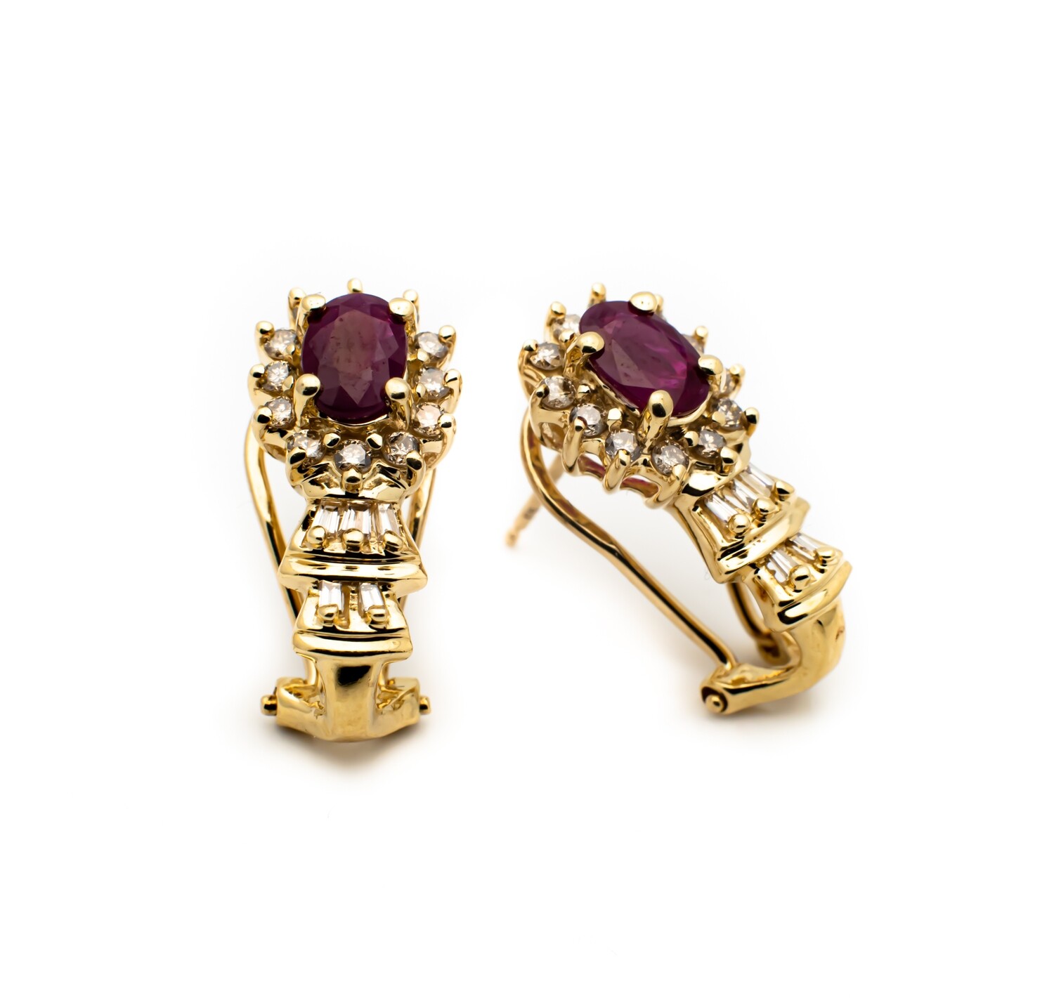 14K Gold Ruby and Diamond Earrings