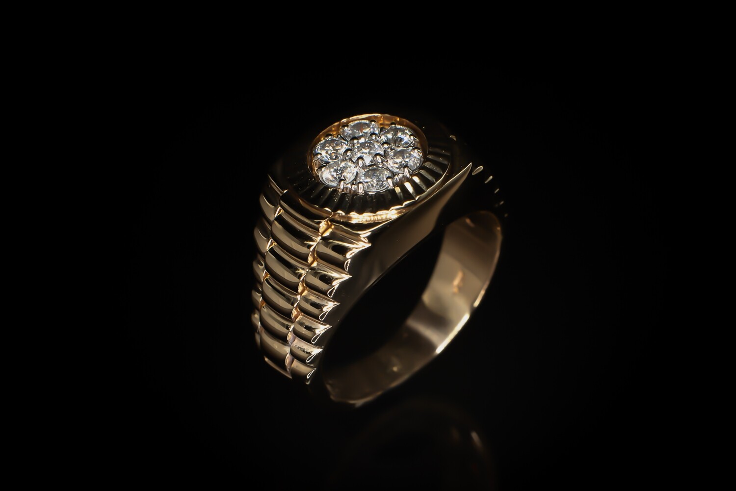 14k Yellow Gold Diamond Watch Ring