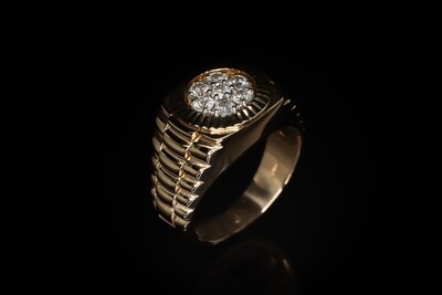 14k Yellow Gold Diamond Watch Ring