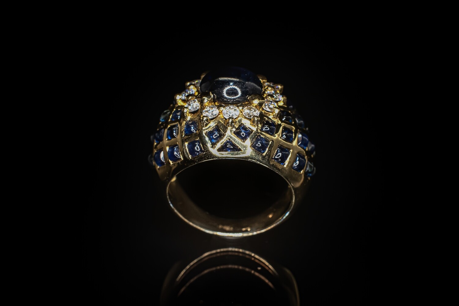 Blue Sapphire and Diamond Ring