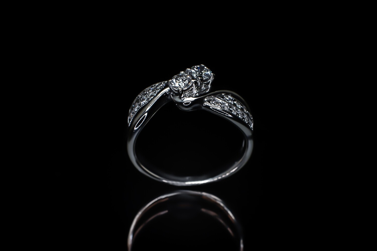 14k White Gold Double Row Diamond Ring