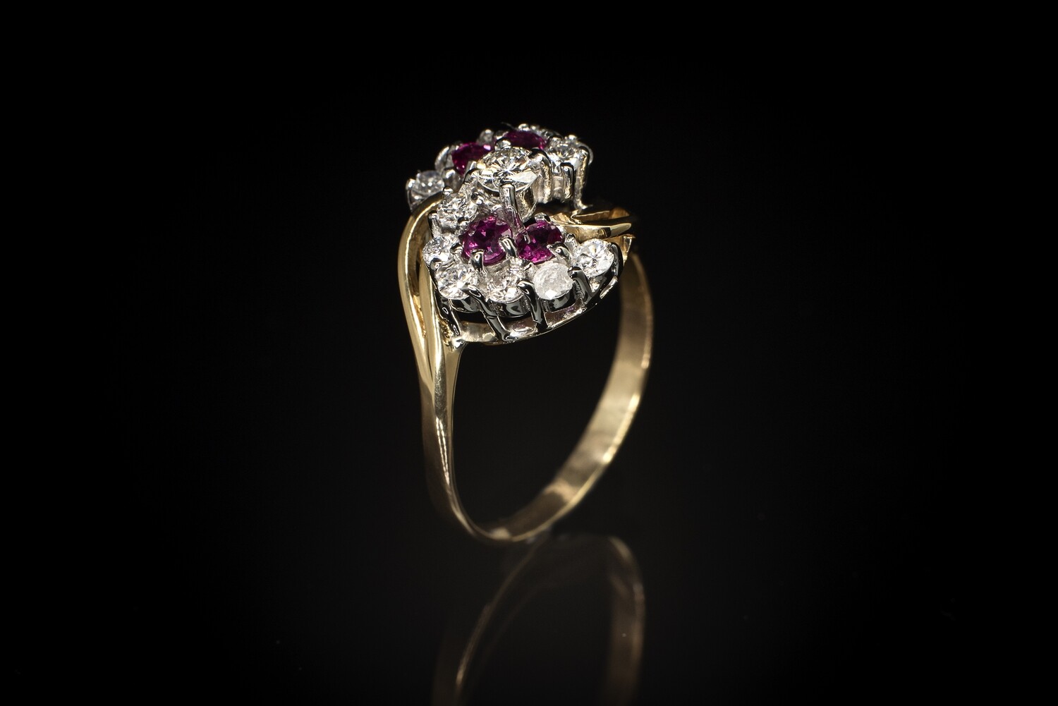 Swirl Design Ruby and Diamond Ring