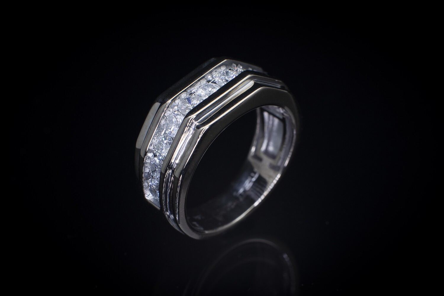 10k White Gold Channel Set Diamond Ring