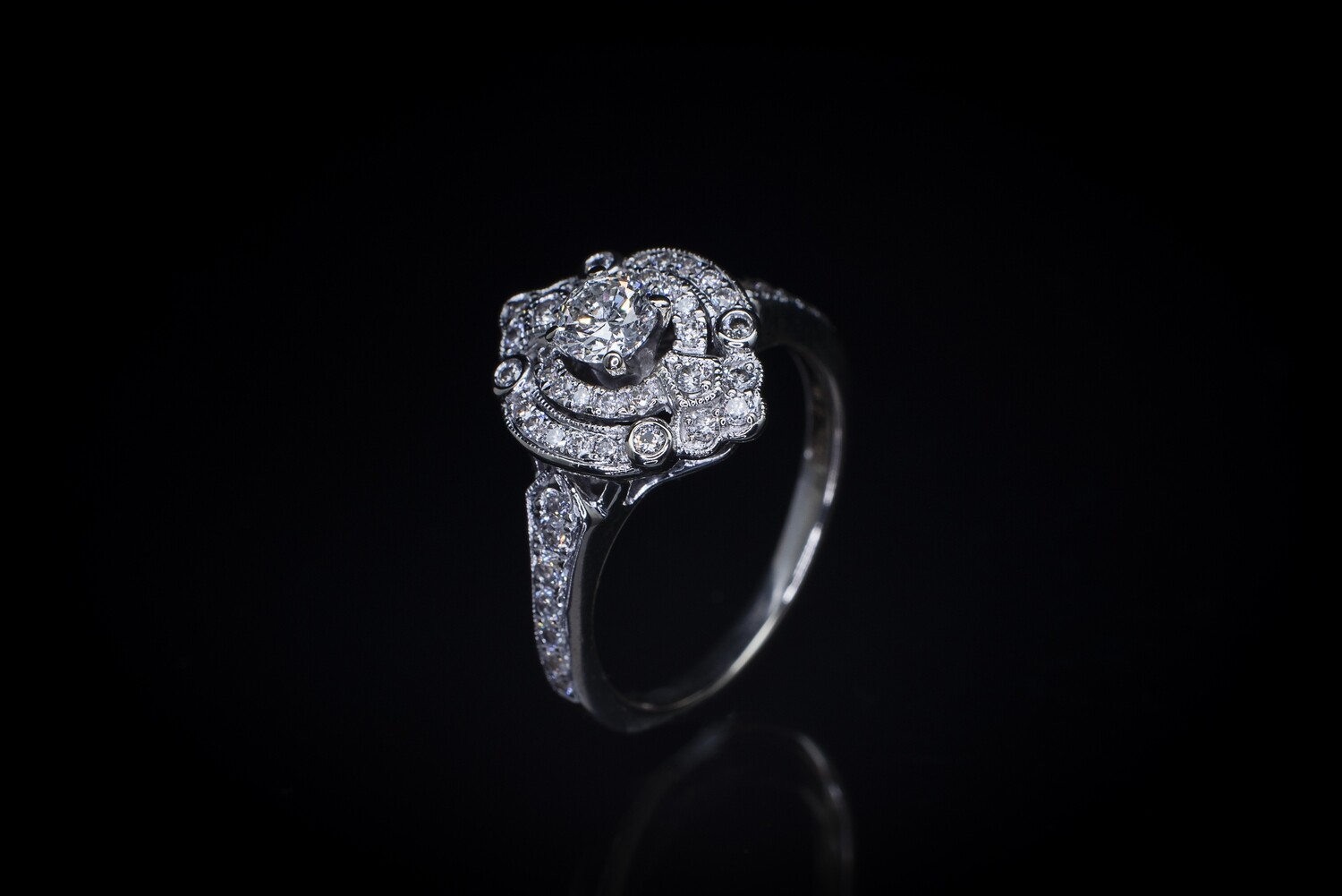 Milgrain Detail Diamond Ring