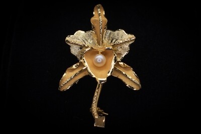 18k Gold Brooch with Pearl