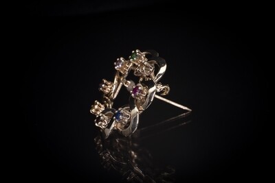 14K Gold Gemstone Brooch