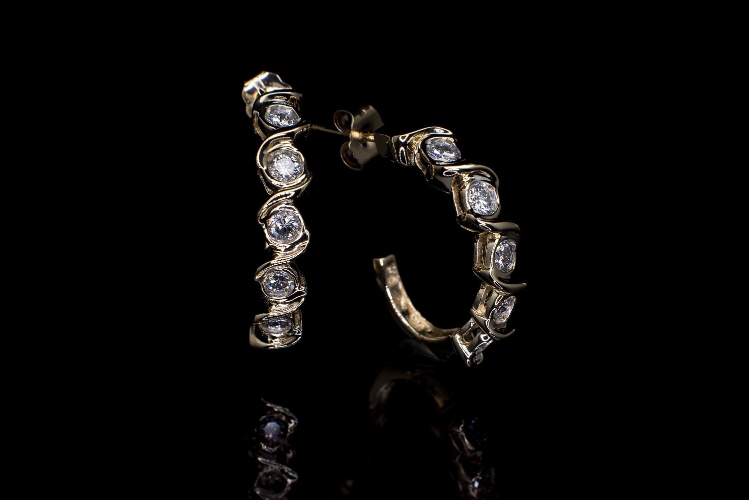 Bezel Set Diamond Hoop Earrings
