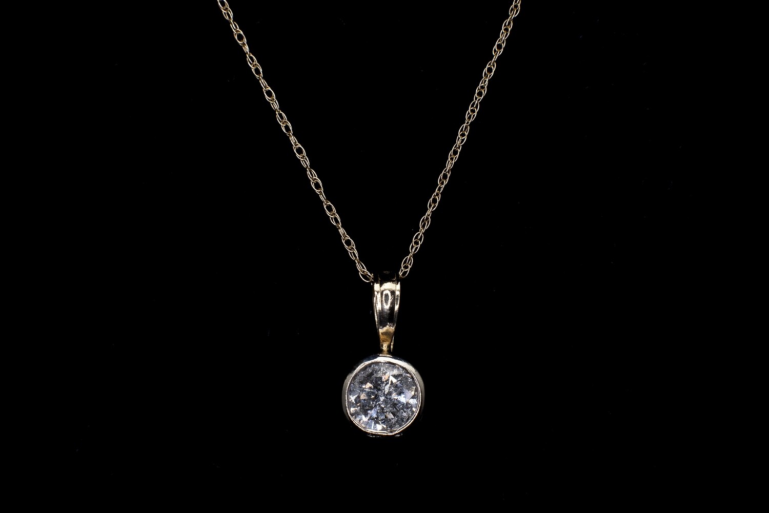 Diamond Bezel Pendant and Chain