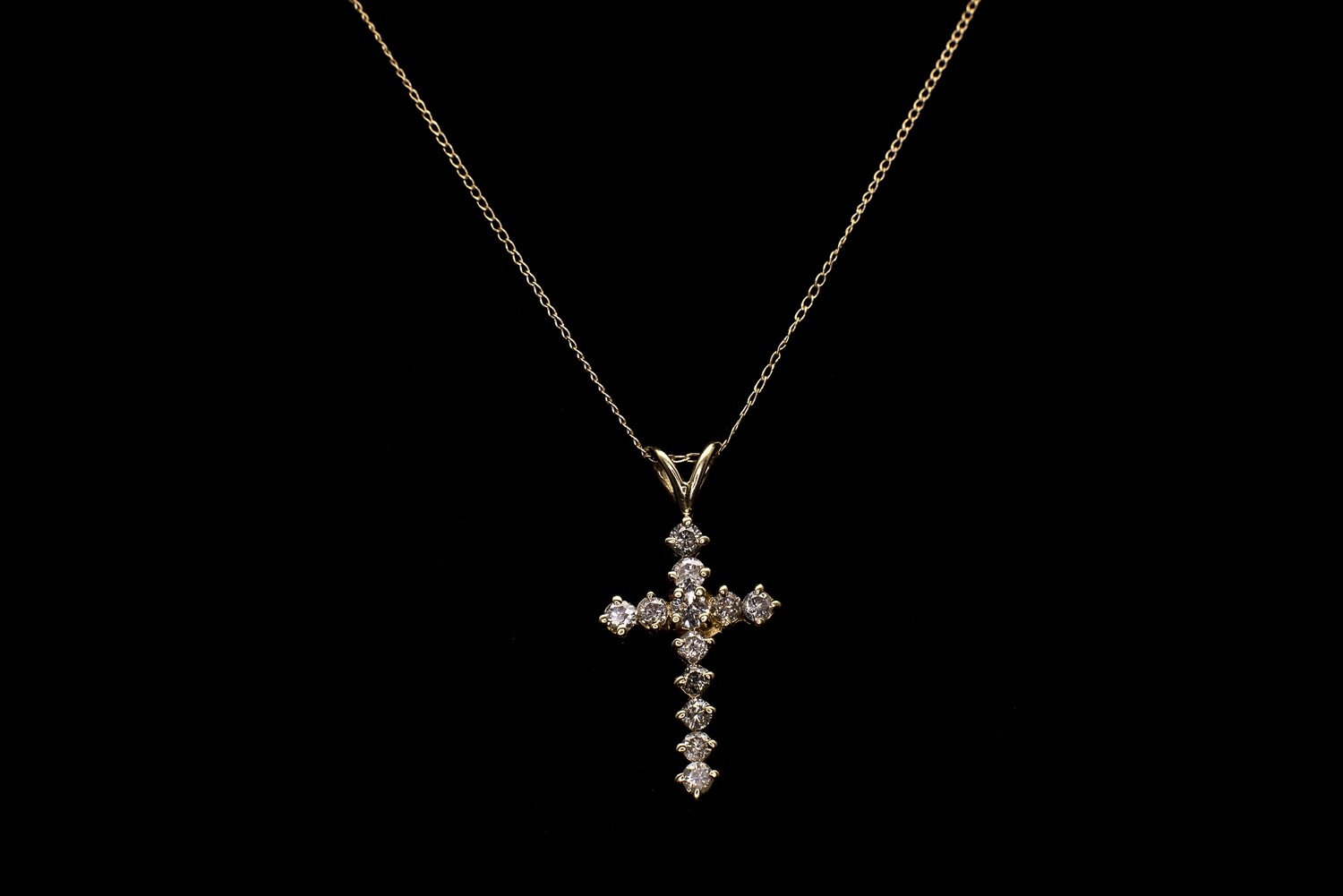 14k Gold Diamond Cross Pendant