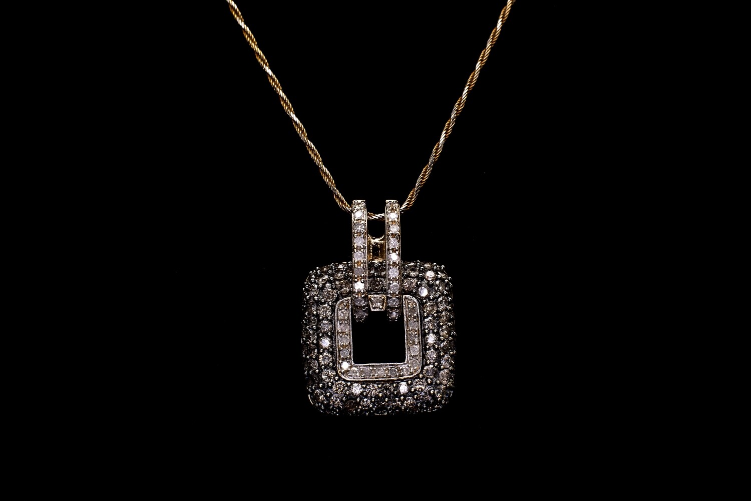 14k Gold Pendant with Diamonds and Chain