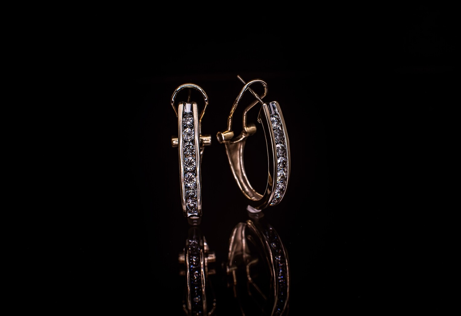 14k Gold Diamond Hoop Earrings